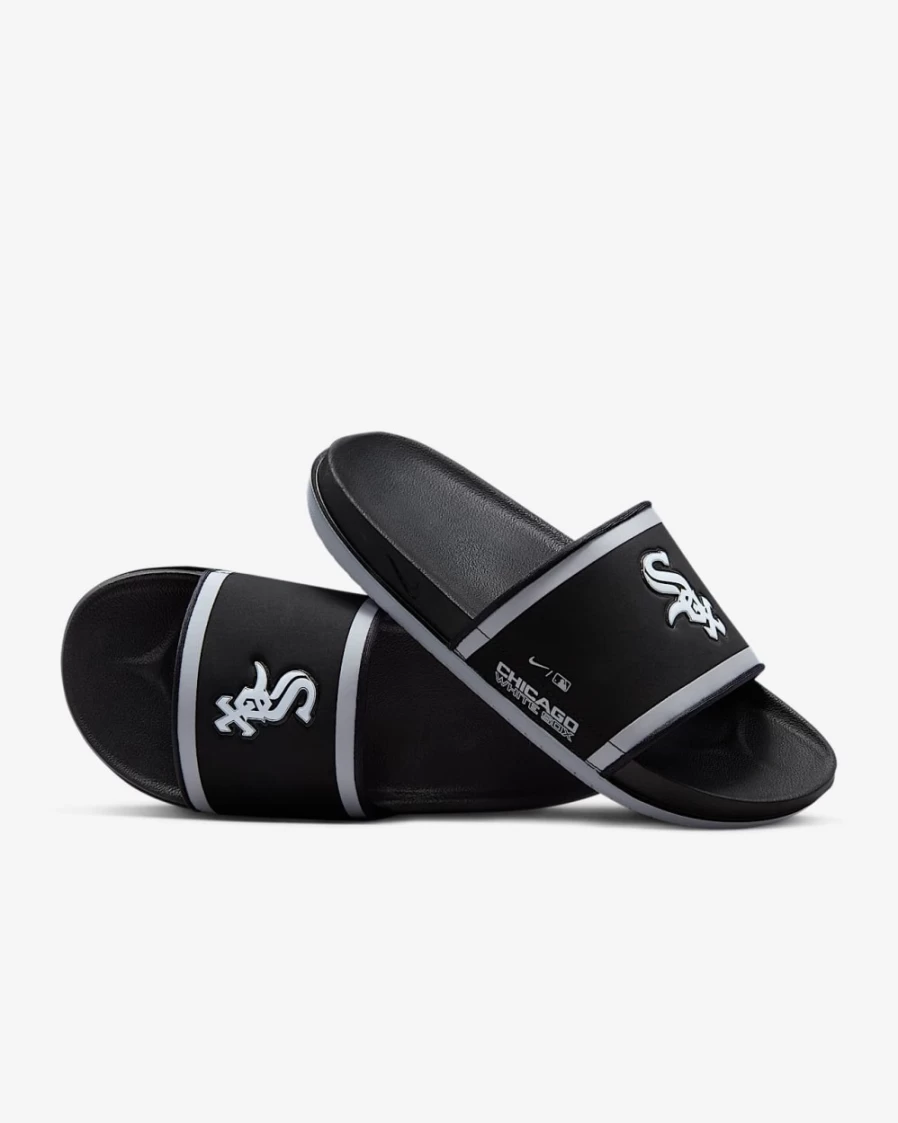 Nike Offcourt Slide Sandals for Men - MLB Chicago White Sox Edition - Black/Wolf Grey/White