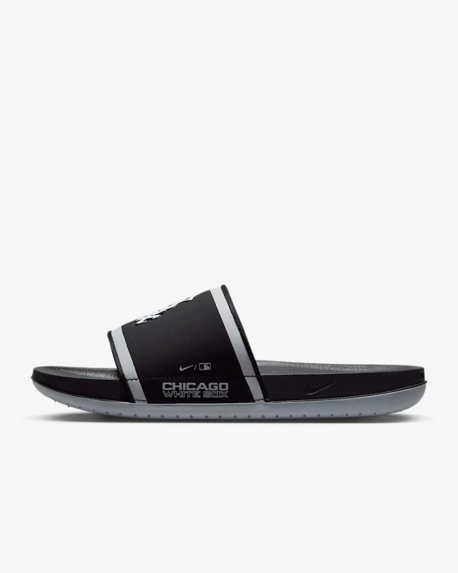 Nike Offcourt Slide Sandals for Men - MLB Chicago White Sox Edition - Black/Wolf Grey/White
