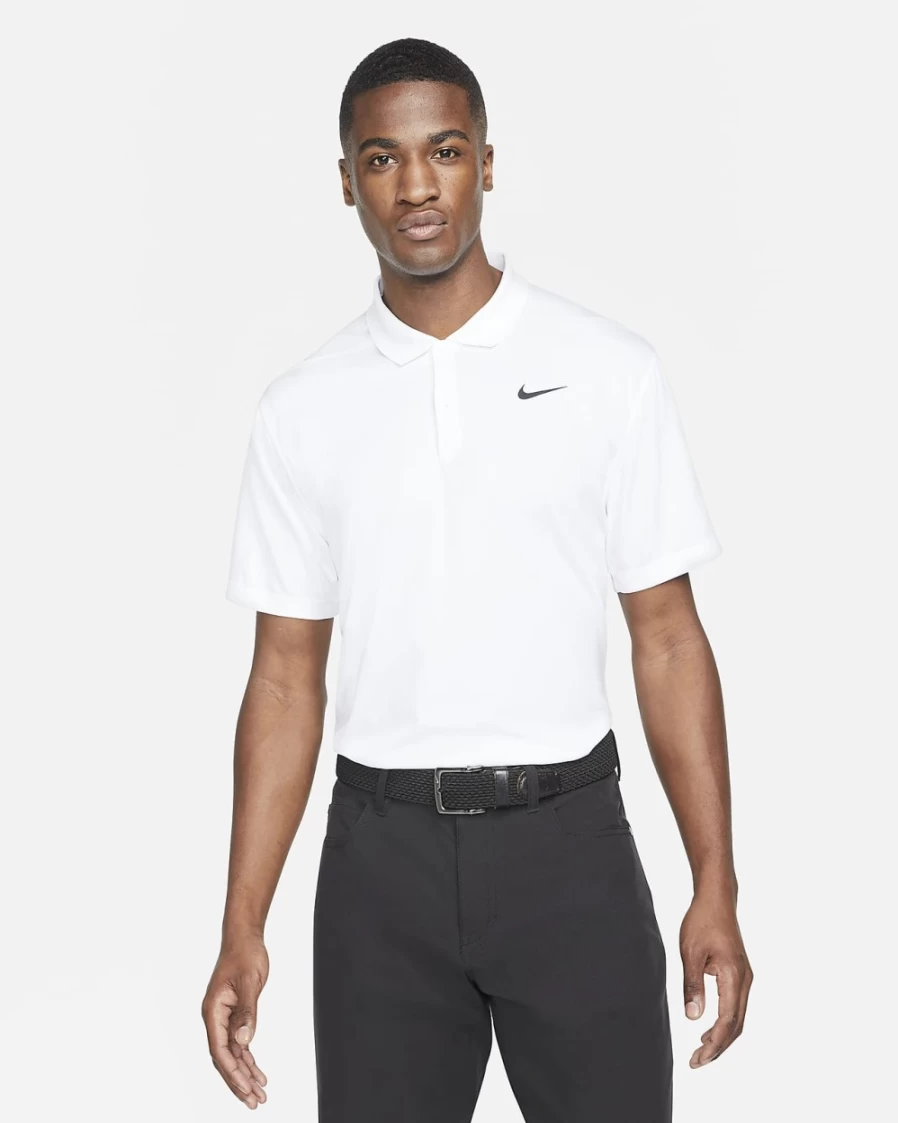 Nike Dri-FIT Victory Men's Golf Polo Shirt - White & Black Moisture-Wicking Performance Top