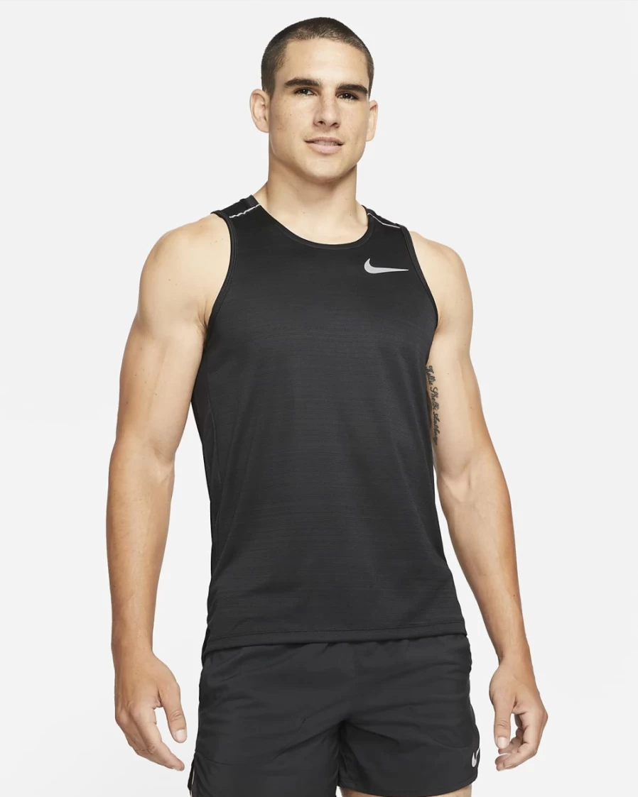 Nike Dri-FIT Miler Men's Running Tank Top - Breathable Workout Shirt for Men in Black/Black