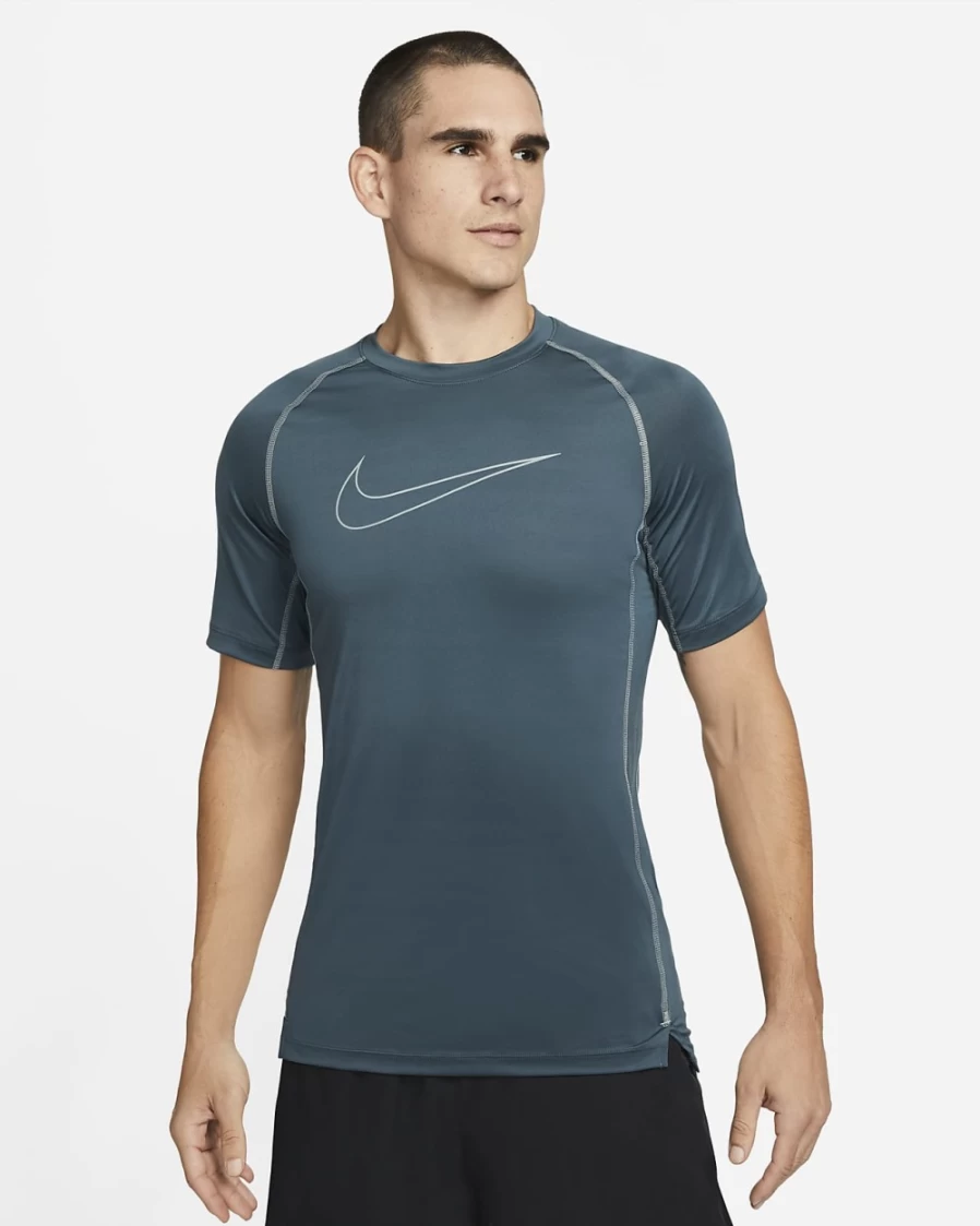 Nike Pro Dri-FIT Men's Slim Fit Short-Sleeve Top - Faded Spruce/Mica Green Moisture-Wicking Workout Shirt