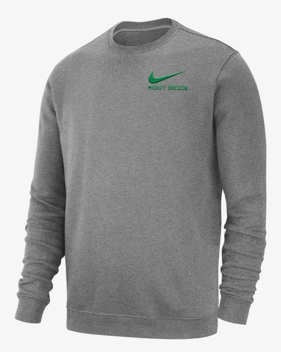 Nike Men's Dark Grey Heather College Club Fleece Sweatshirt (Oregon)