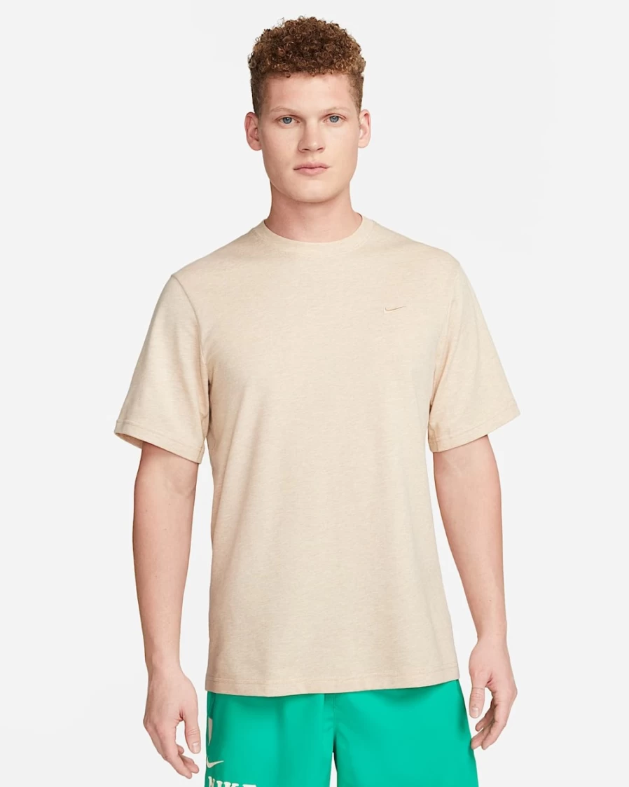 Nike Dri-FIT Men's Versatile Fitness T-Shirt in Neutral Olive/Heather - Moisture-Wicking Workout Top