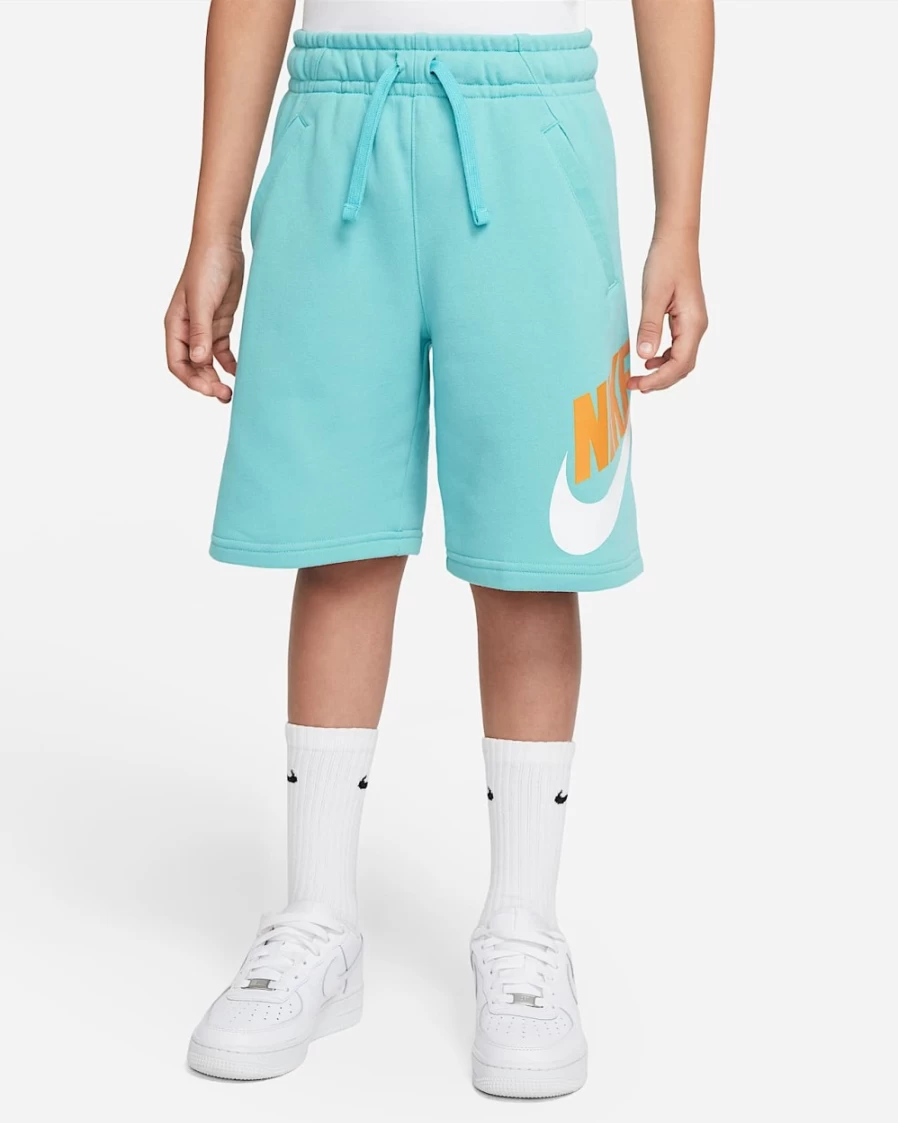 Nike Sportswear Club Fleece Boys & Girls Shorts in Washed Teal & Light Curry - Big Kids' Comfort Wear
