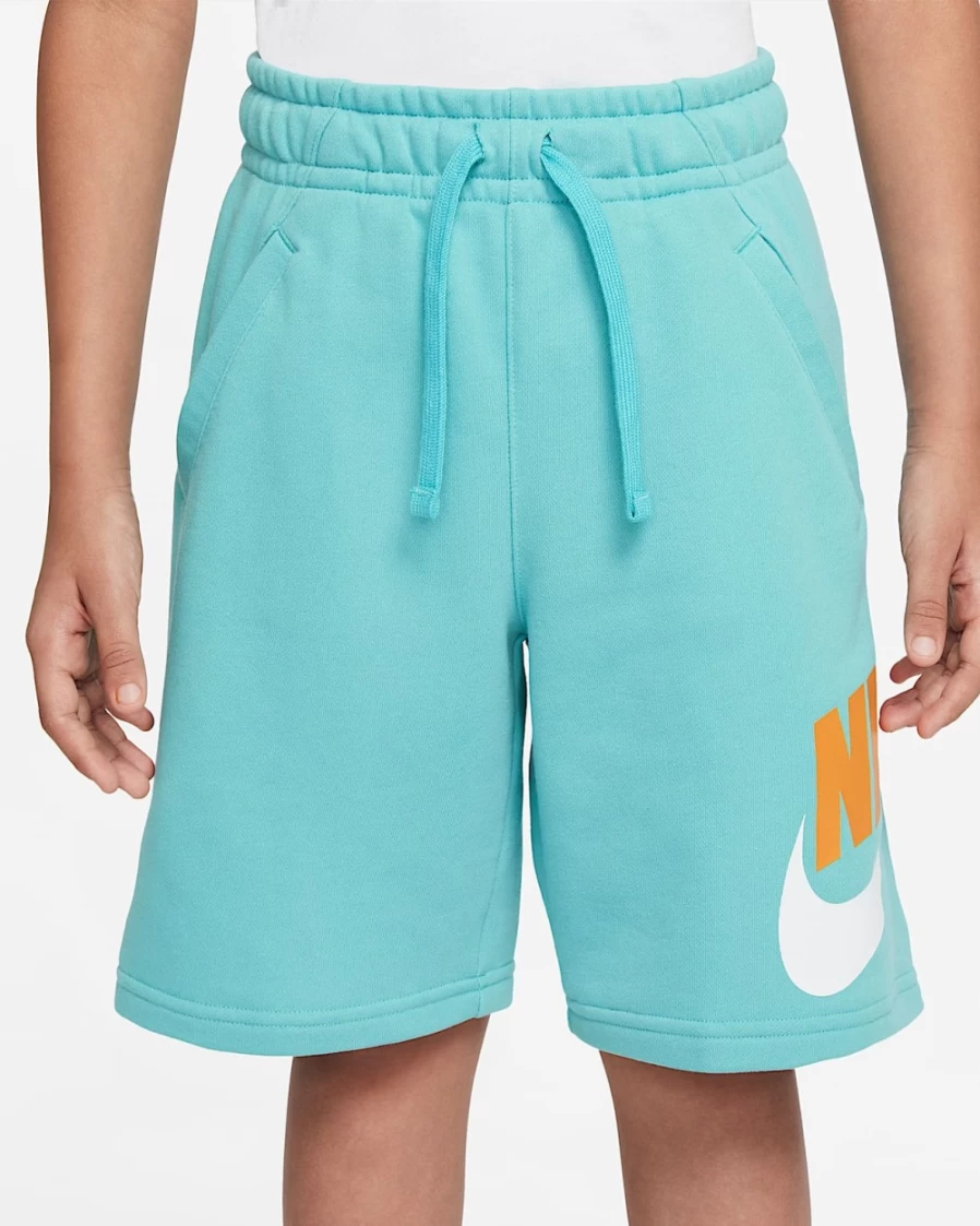 Nike Sportswear Club Fleece Boys & Girls Shorts in Washed Teal & Light Curry - Big Kids' Comfort Wear