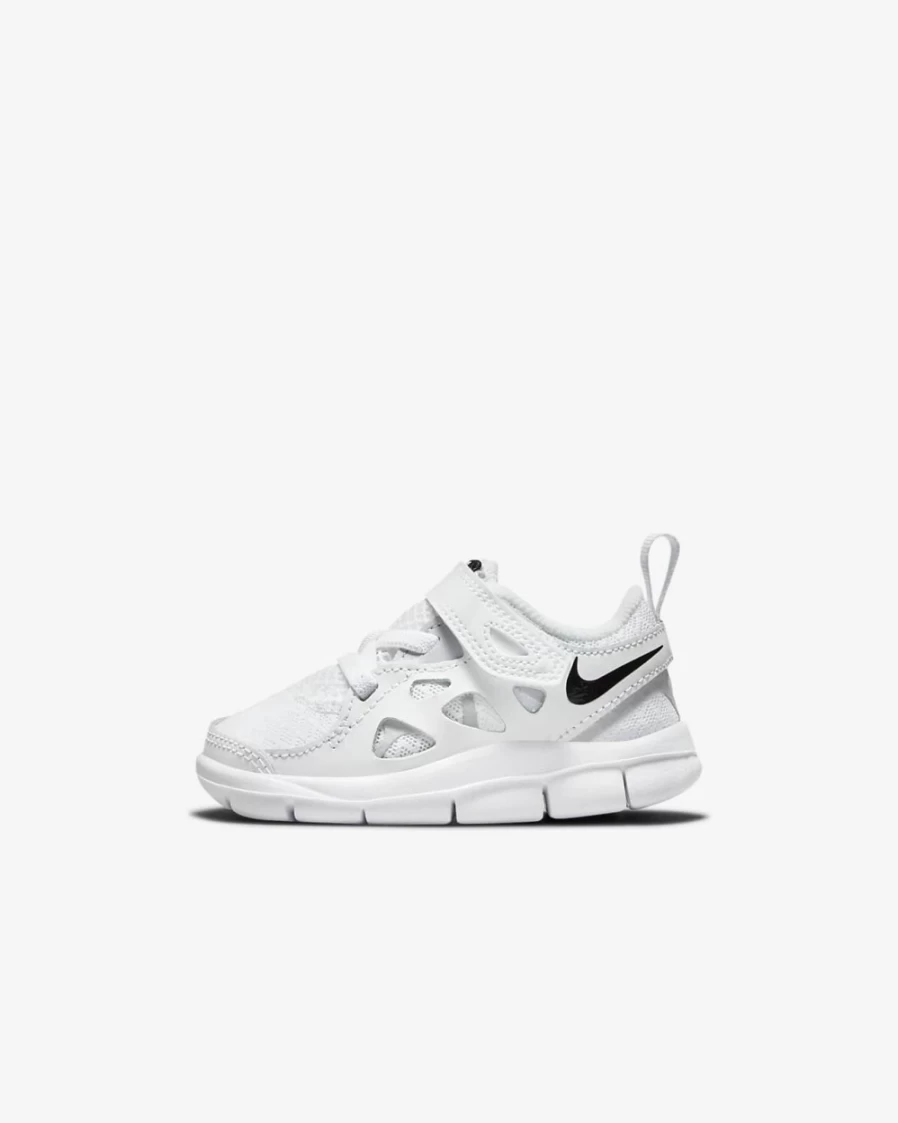 Nike Free Run 2 Baby Toddler Shoes - White Wolf Grey Black - Running Sneakers for Boys and Girls