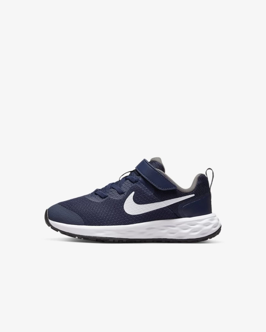 Nike Revolution 6 Little Kids' Running Shoes - Midnight Navy/Flat Pewter/White - Unisex Boys & Girls Sneakers