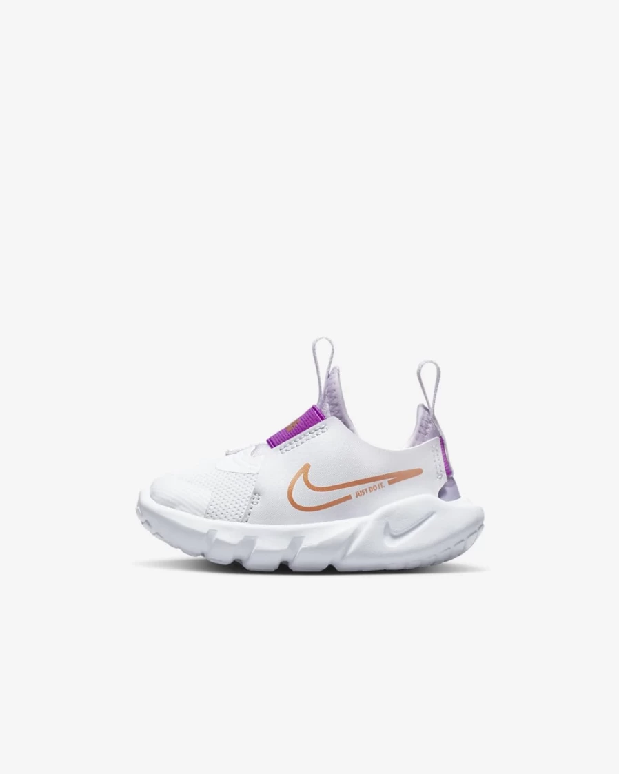 Nike Flex Runner 2 Baby Toddler Shoes for Boys & Girls - White, Violet Frost, Vivid Purple, Metallic Copper