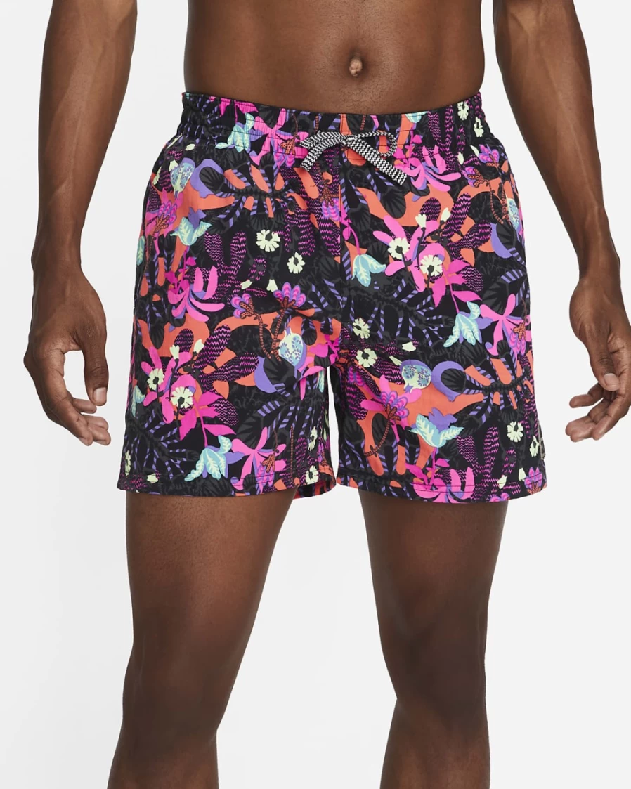 Nike Men's Black Electric Floral 5" Volley Swim Shorts