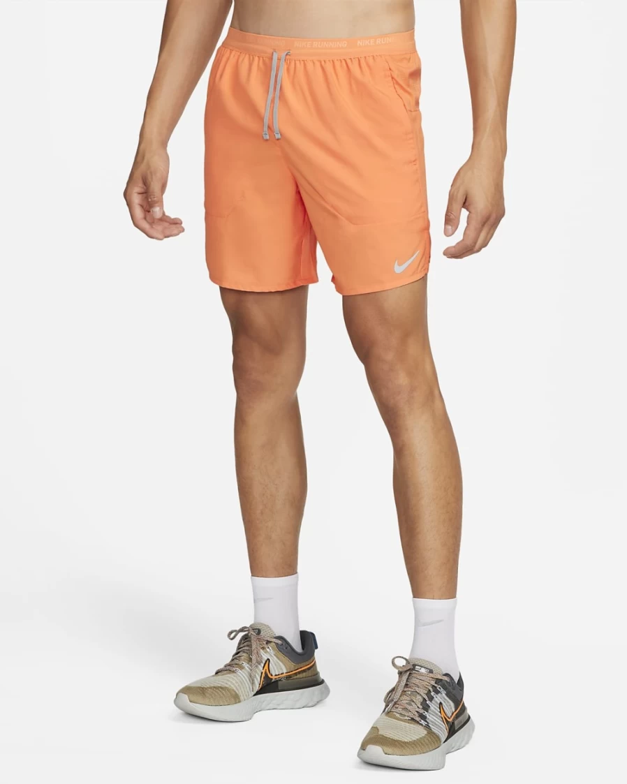 Nike Dri-FIT Stride Men's 7" Brief-Lined Running Shorts - Orange Trance/Particle Grey