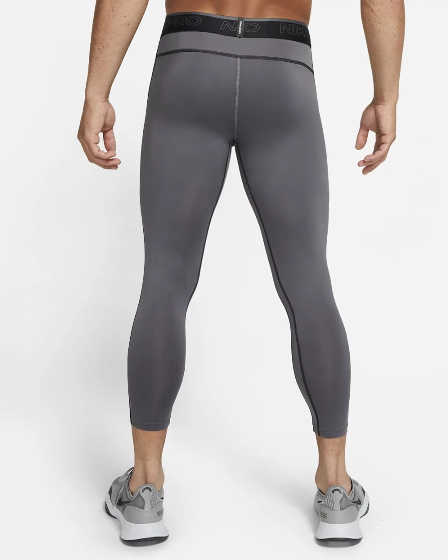 Nike Pro Dri-FIT Men's 3/4 Tights - Iron Grey/Black/Black - Moisture-Wicking Training Pants for Men
