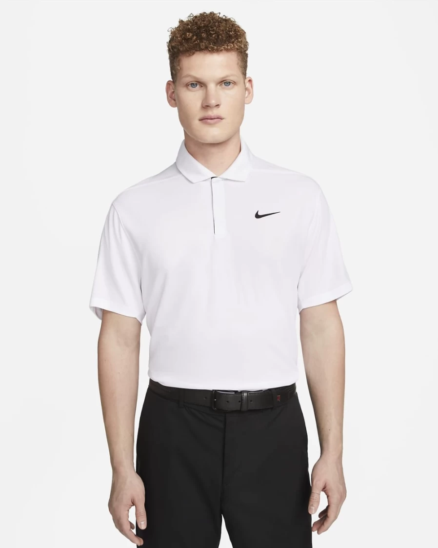 Nike Dri-FIT Tiger Woods Men's White Golf Polo Shirt - Moisture-Wicking & Breathable