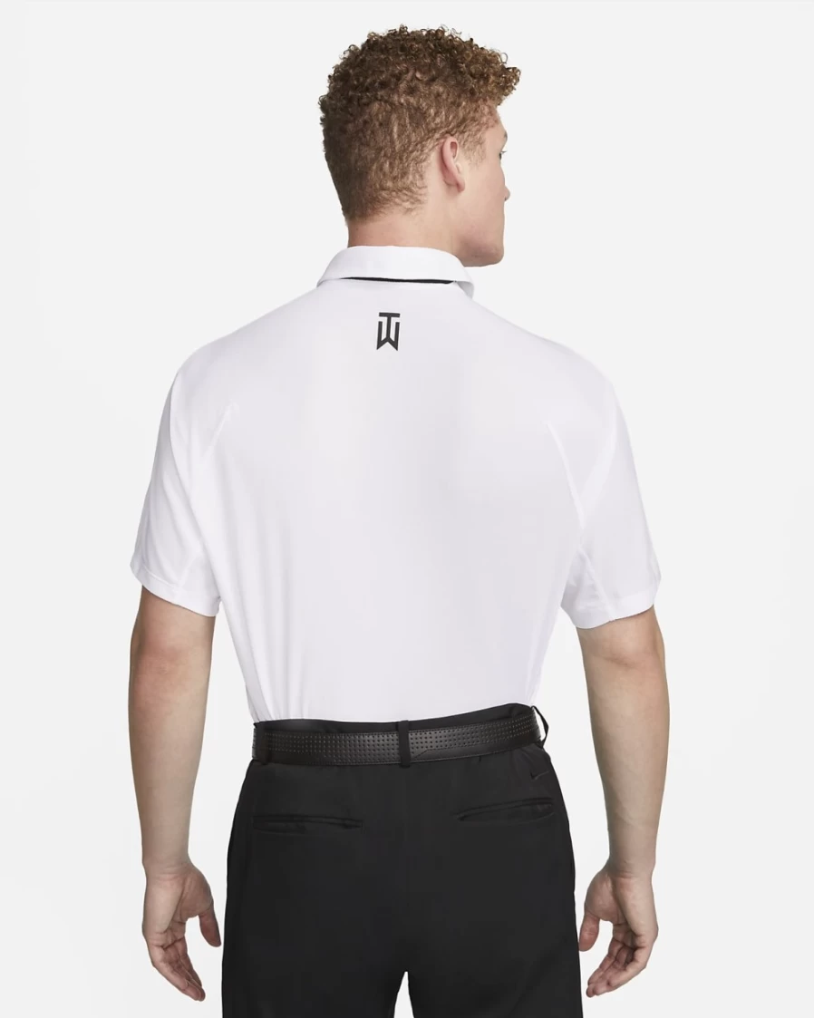 Nike Dri-FIT Tiger Woods Men's White Golf Polo Shirt - Moisture-Wicking & Breathable