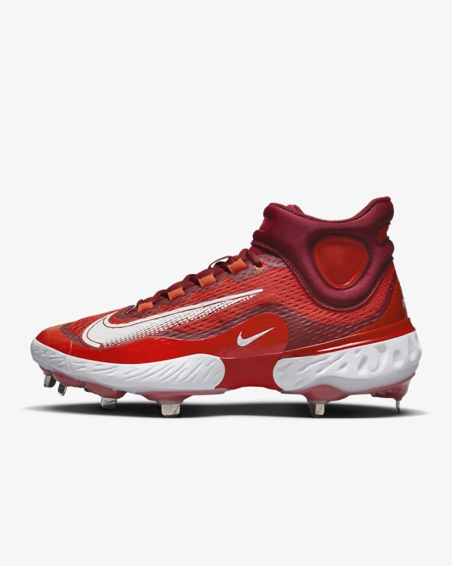 Nike Alpha Huarache Elite 4 Mid Mens Baseball Cleats University Red Team Red Habanero Red White