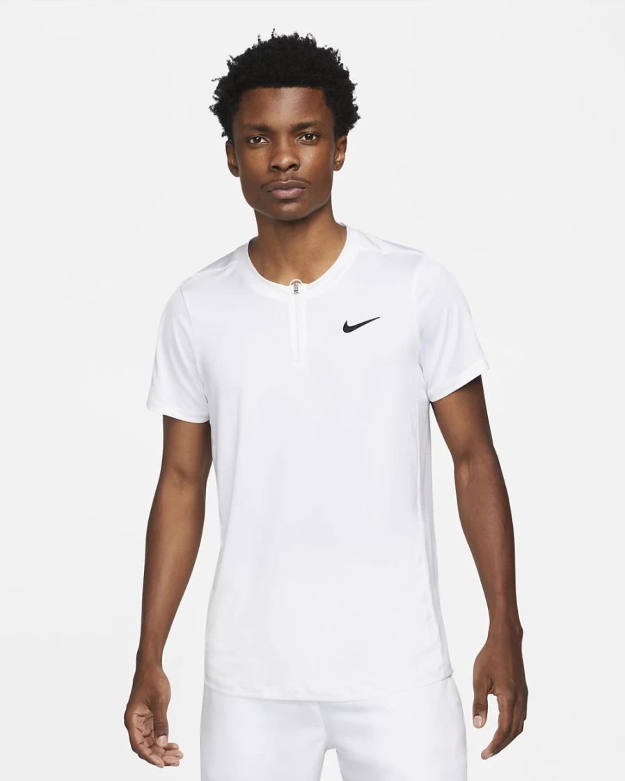 NikeCourt Dri-FIT Advantage Men's Tennis Polo Shirt - White/Black - Breathable Performance Top for Men