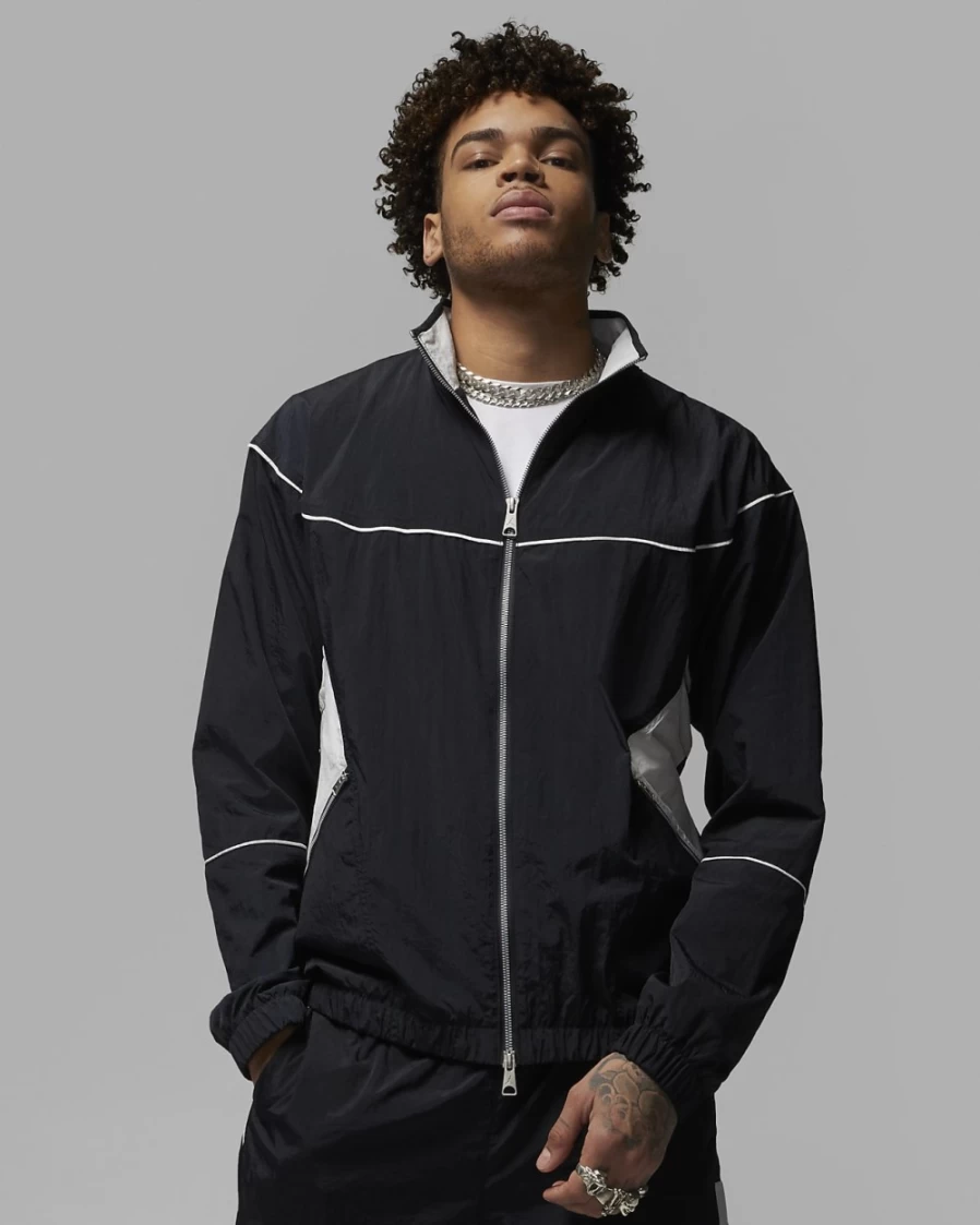 Nike Jordan Essentials Men's Warm-Up Jacket - Black/Sail Athletic Training Coat