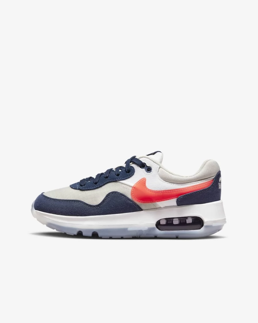 Nike Air Max Motif Big Kids' Sneakers - Light Bone/Midnight Navy/Summit White/Bright Crimson - Unisex Boys & Girls Running Shoes