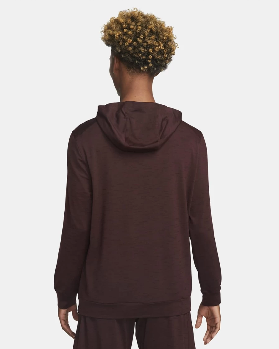 Nike Men's Dri-FIT Yoga Hoodie - Lightweight, Moisture-Wicking (Burgundy Crush/Velvet Brown/Heather/Black)