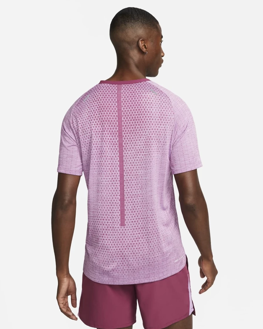 Nike Men's Dri-FIT ADV TechKnit Ultra Short-Sleeve Running Top - Rosewood/Rush Fuchsia