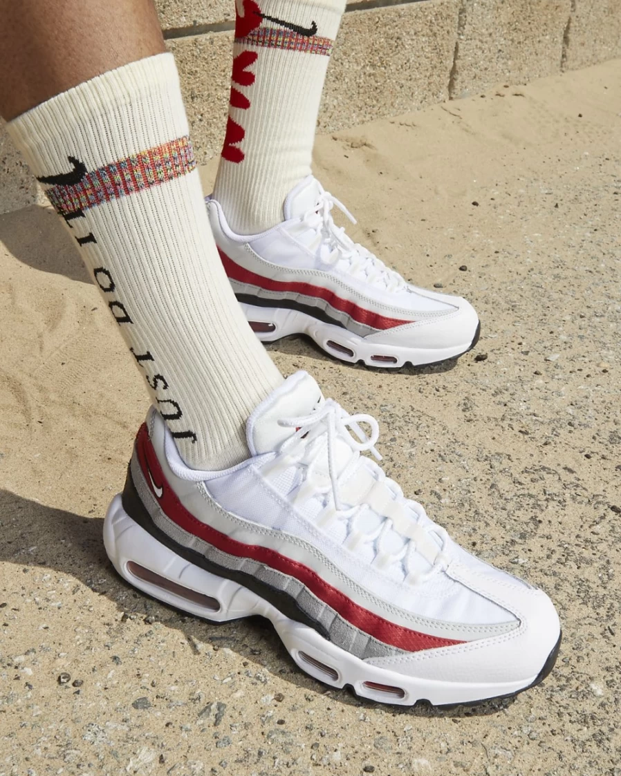 Nike Air Max 95 Men's Sneakers in Black, Varsity Red, Particle Grey & White - Running Shoes for Men