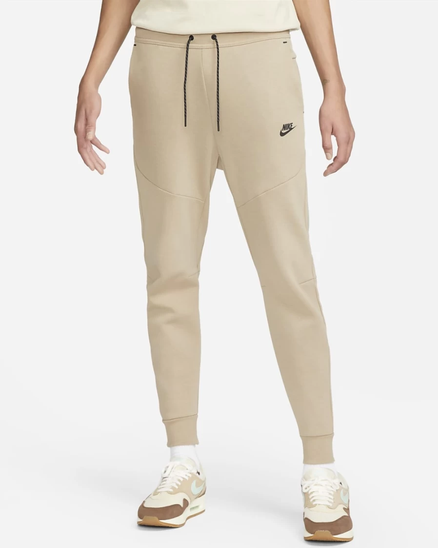 Nike Men's Tech Fleece Joggers in Khaki/Black - Comfortable Sportswear Pants