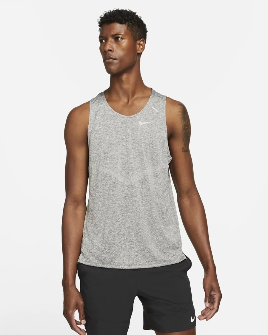Nike Dri-FIT Rise 365 Men's Running Tank Top - Smoke Grey/Heather - Breathable Quick-Dry Performance Shirt