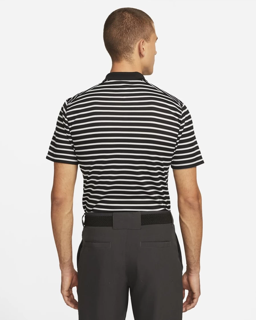 Nike Men's Dri-FIT Victory Black & White Striped Golf Polo Shirt