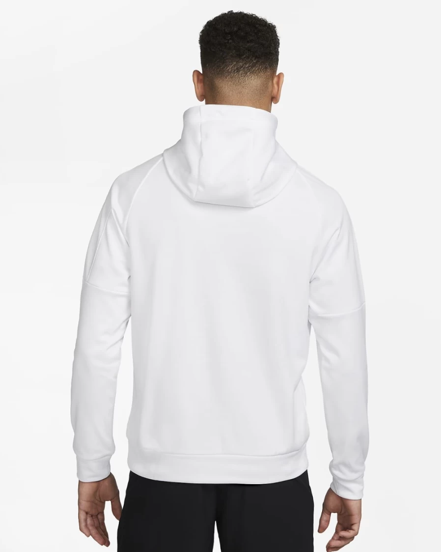 Nike Therma-FIT Men's White and Black Pullover Hoodie for Fitness Training