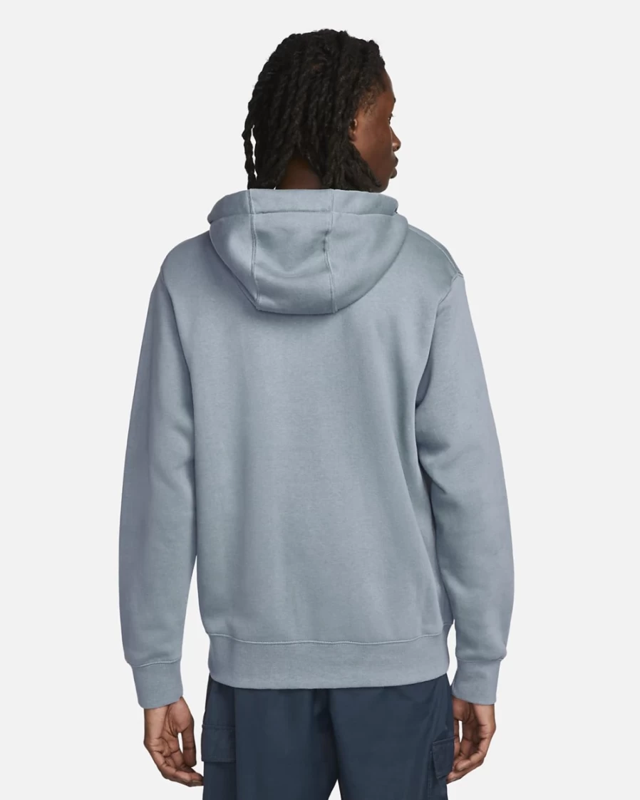 Nike Men's Sportswear Club Fleece Full-Zip Hoodie in Ashen Slate & White