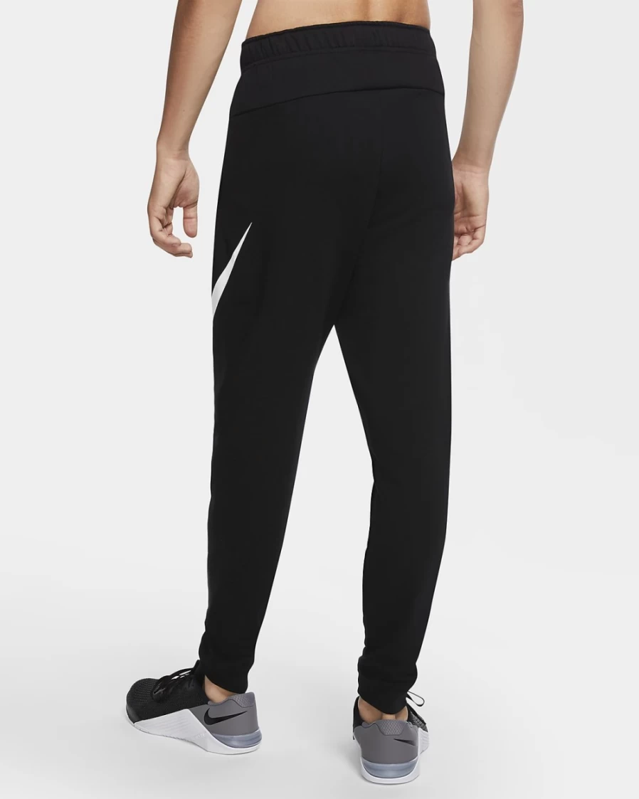 Nike Dri-FIT Men's Training Pants - Black/White Tapered Workout Trousers for Gym & Running