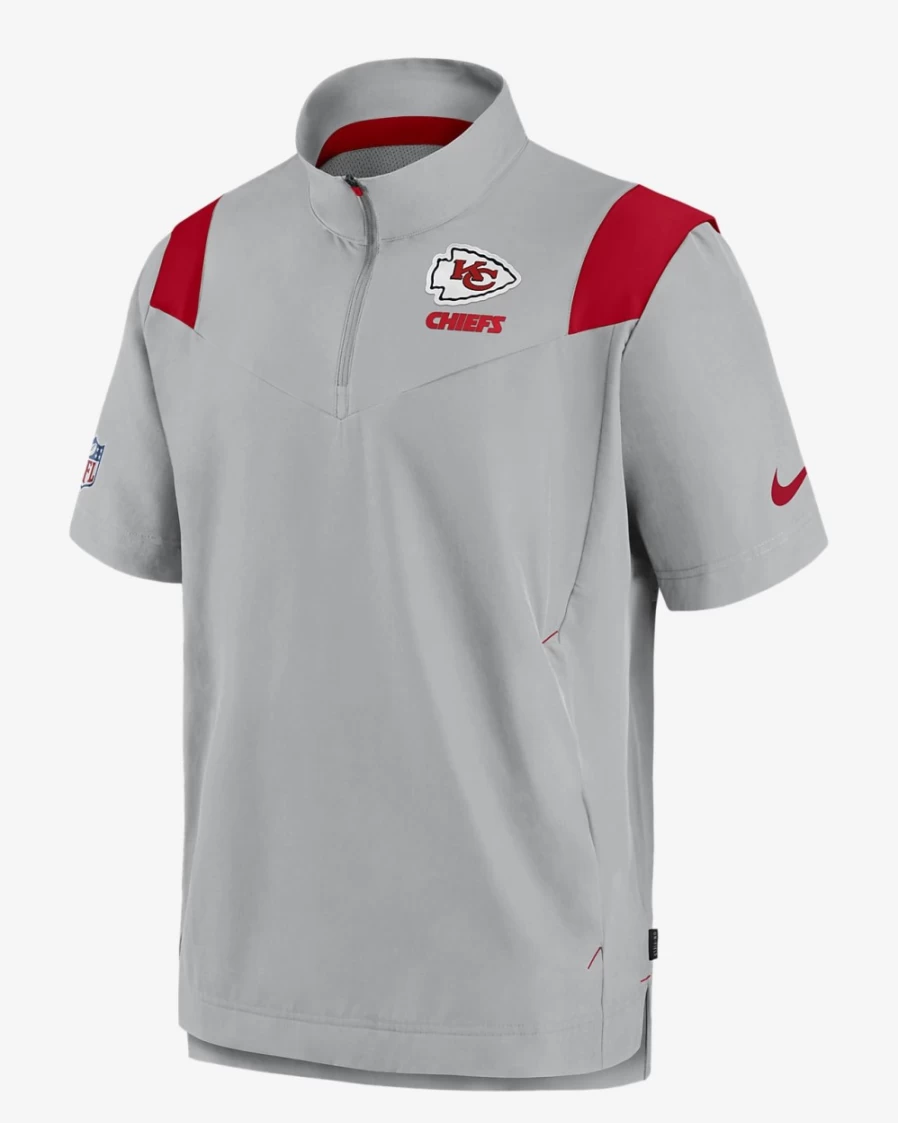 Nike Men's Kansas City Chiefs Sideline Coach Lockup Silver/Red Short-Sleeve Jacket