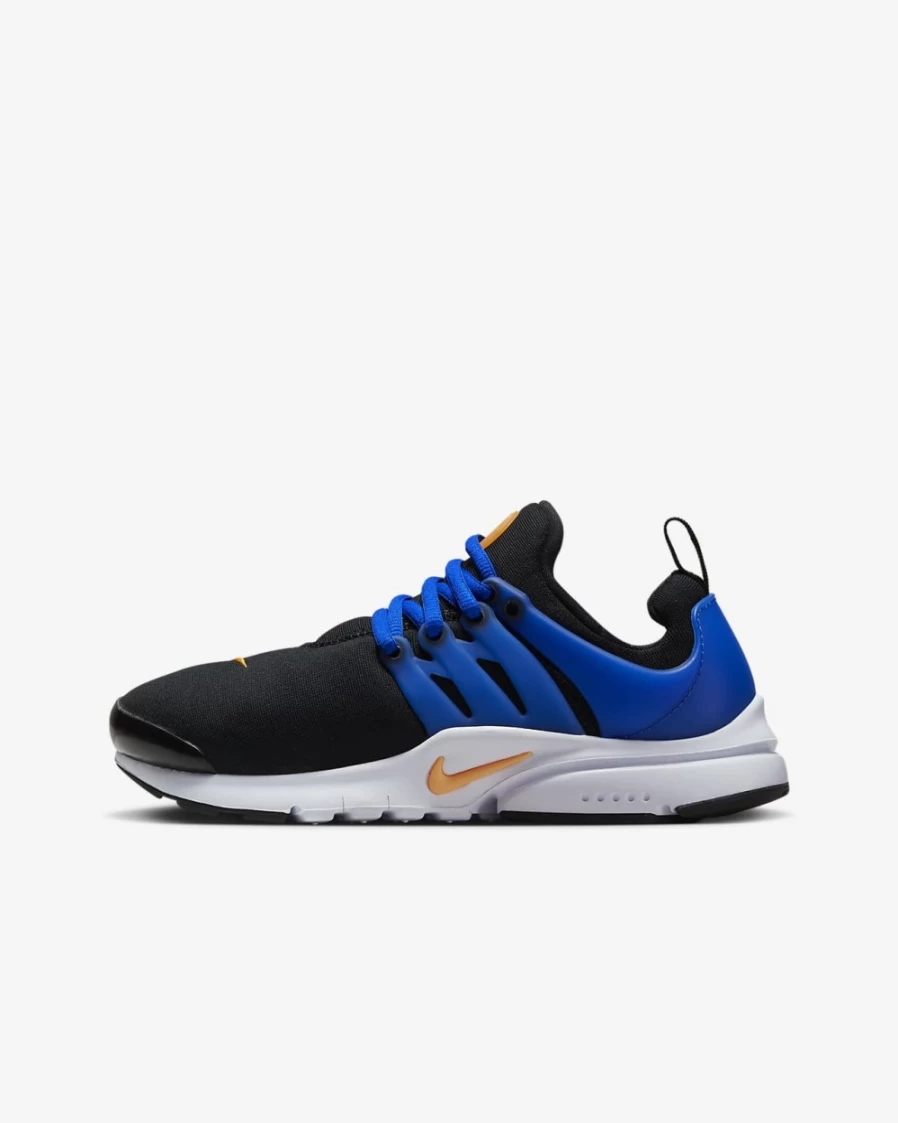 Nike Presto Big Kids' Sneakers for Boys & Girls - Black/Racer Blue/Laser Orange Running Shoes