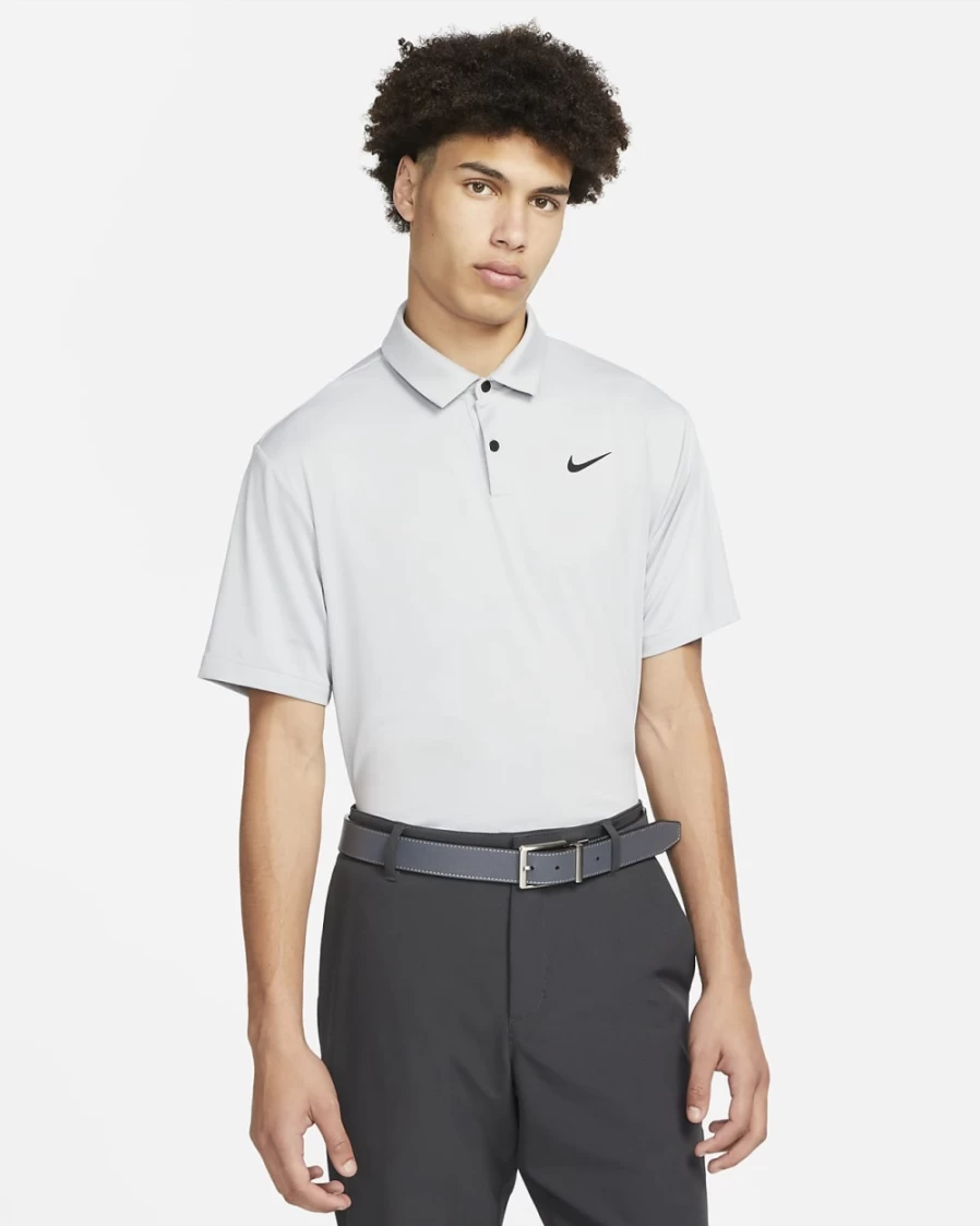 Nike Dri-FIT Tour Men's Light Smoke Grey/Black Solid Golf Polo Shirt