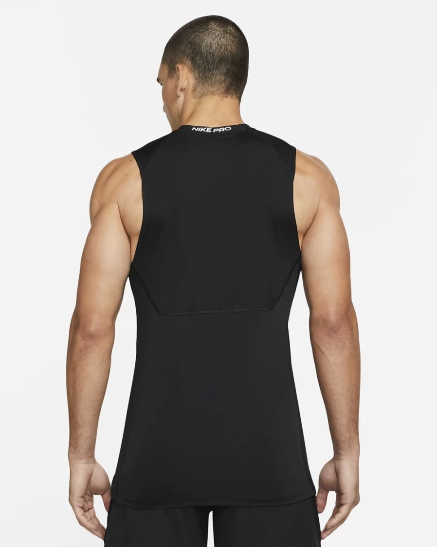 Nike Pro Dri-FIT Men's Slim Fit Sleeveless Top - Black/White Athletic Shirt for Workouts & Training