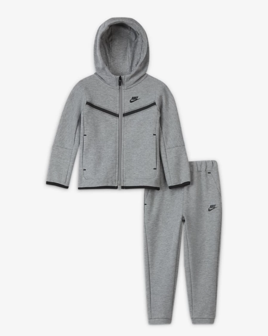 Nike Tech Fleece Baby Zip Hoodie & Pants Set - Dark Grey Heather (12-24 Months) for Boys & Girls
