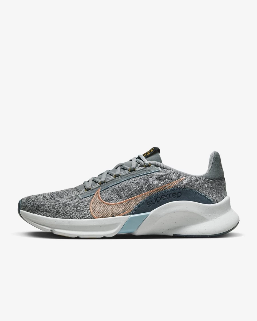 Nike SuperRep Go 3 Next Nature Flyknit Men's Training Shoes - Wolf Grey/Cool Grey/Armory Navy/Arctic Orange