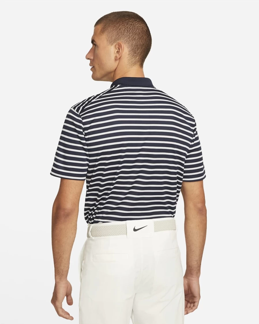 Nike Dri-FIT Victory Men's Golf Polo Shirt - Obsidian/White Striped Performance Top