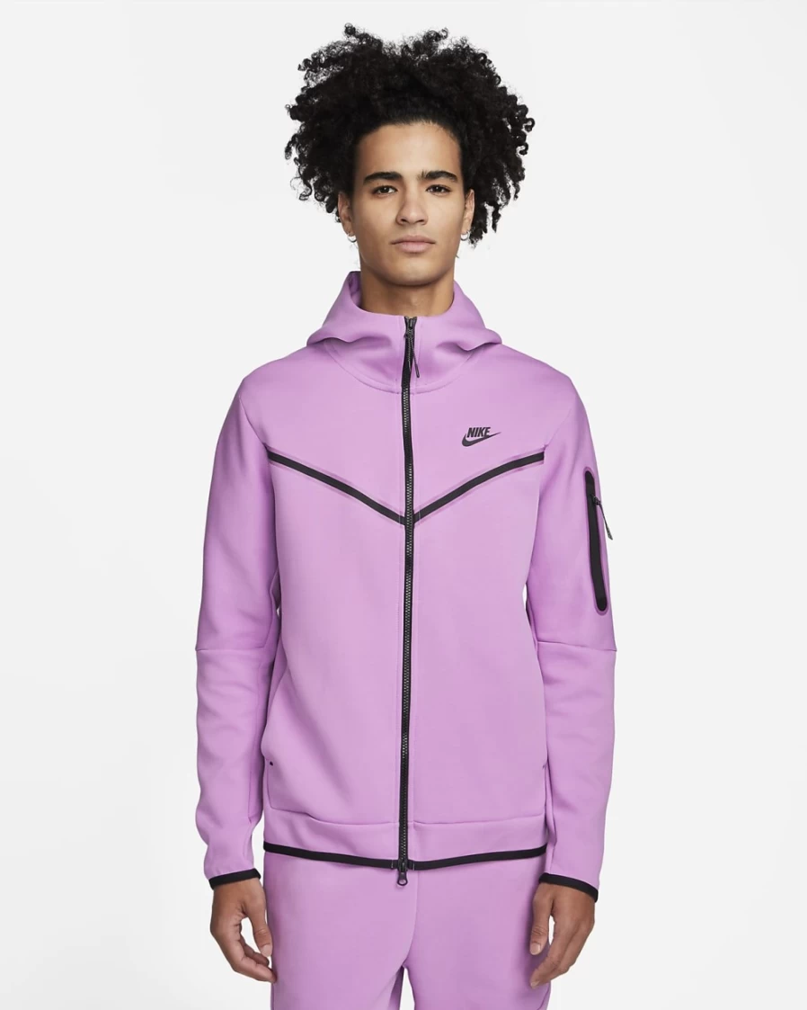 Nike Men's Tech Fleece Full-Zip Hoodie - Violet Shock/Black - Sportswear Jacket