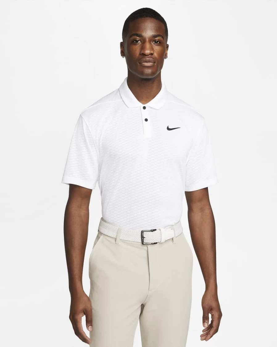 Nike Dri-FIT Vapor Men's Golf Polo Shirt - White & Black Moisture-Wicking Performance Top