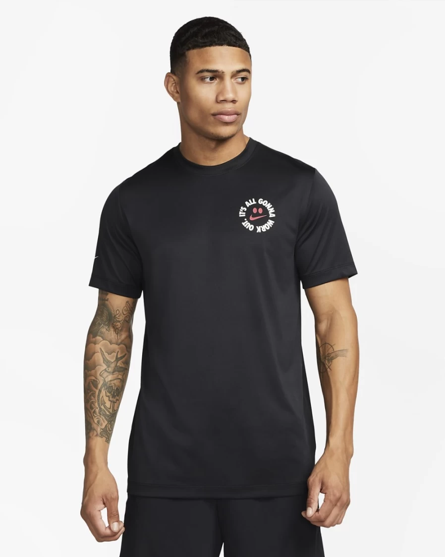 Nike Dri-FIT Men's Black Fitness Workout T-Shirt - Moisture-Wicking Athletic Top