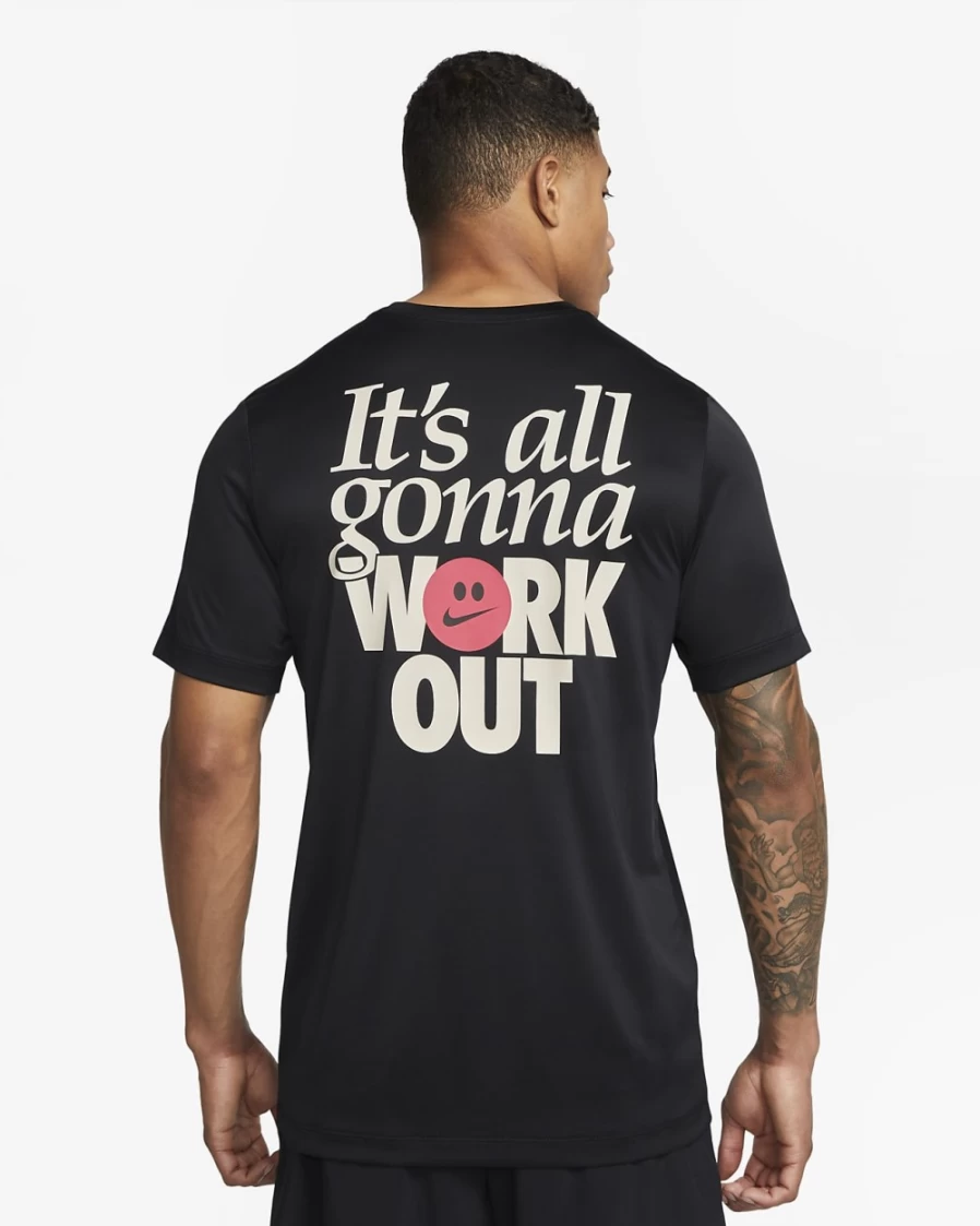 Nike Dri-FIT Men's Black Fitness Workout T-Shirt - Moisture-Wicking Athletic Top