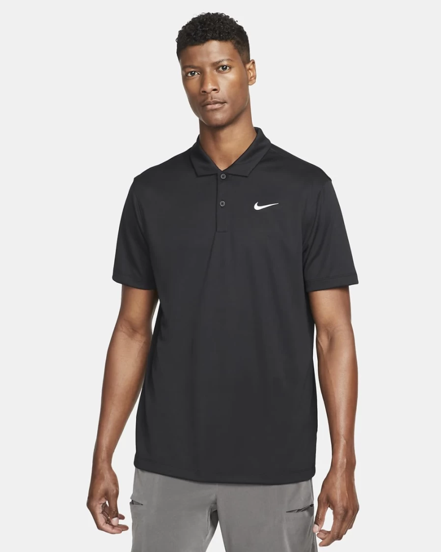 NikeCourt Dri-FIT Men's Tennis Polo Shirt - Black & White Moisture-Wicking Performance Top