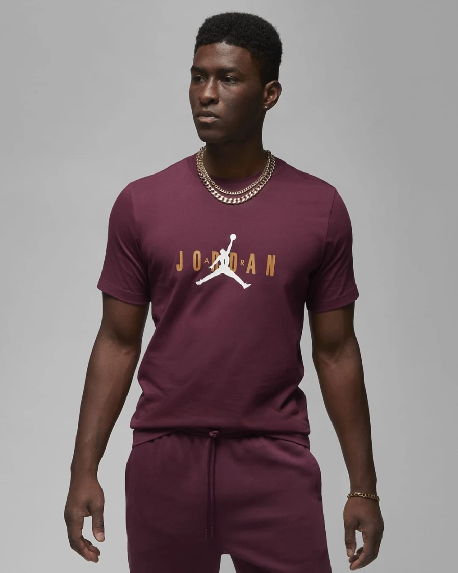 Nike Jordan Air Men's T-Shirt - Cherrywood Red/Chutney/Sail Color