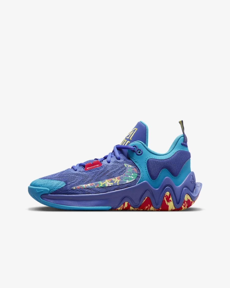 Nike Giannis Immortality 2 Basketball Shoes for Kids - Lapis, Laser Blue, University Red, Yellow Strike - Boys & Girls