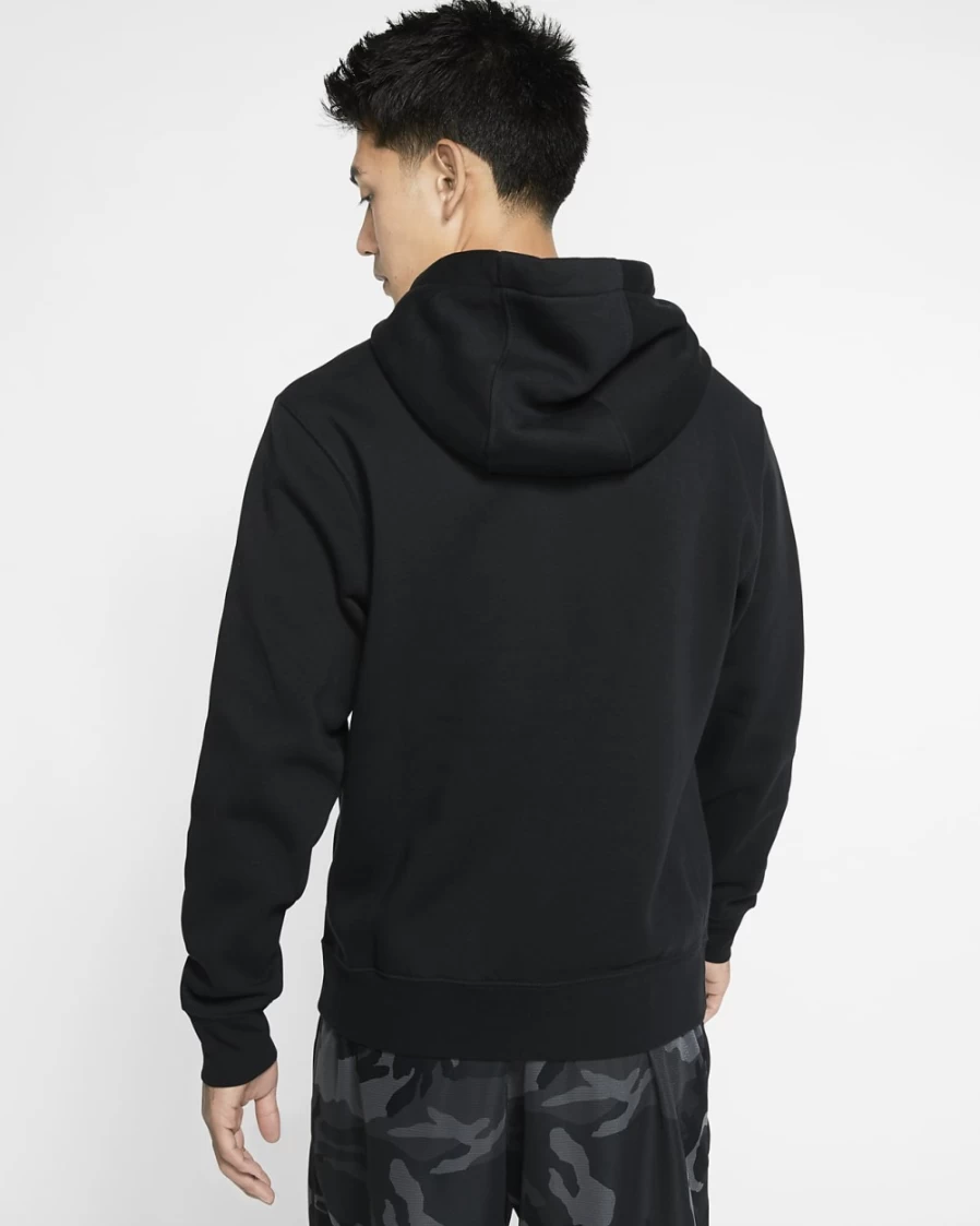 Nike Club Fleece Men's Pullover Hoodie - Black & White Graphic Sweatshirt