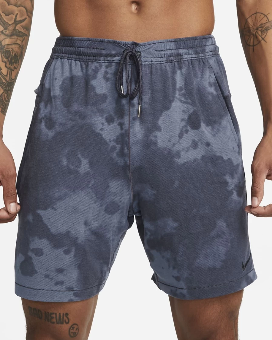 Nike Dri-FIT Men's Yoga Shorts 7" Unlined - Gridiron/Diffused Blue/Black Athletic Workout Shorts for Men