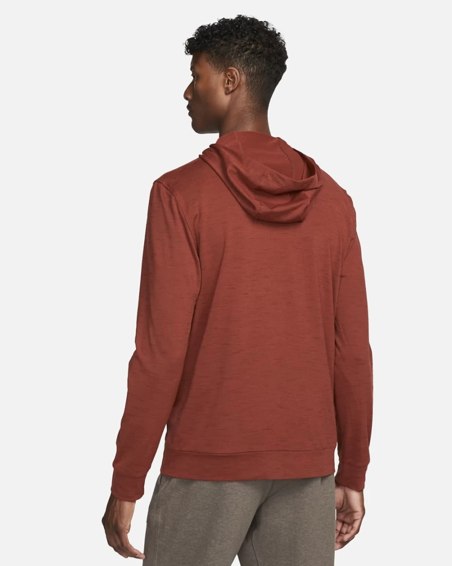 Nike Men's Dri-FIT Yoga Full-Zip Jacket in Cinnabar/Oxen Brown - Moisture-Wicking Workout Top