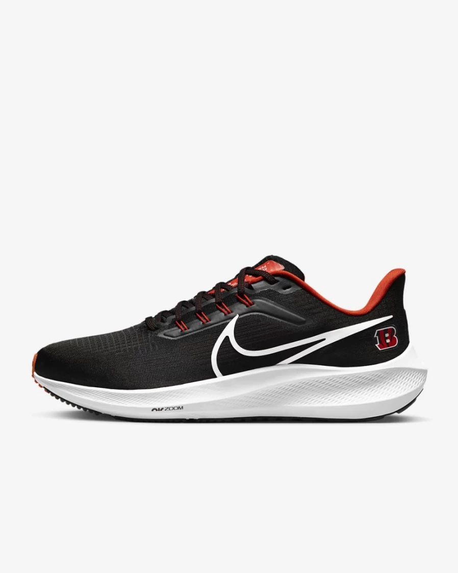 Nike Pegasus 39 Men's Road Running Shoes - NFL Cincinnati Bengals Edition in Black/Team Orange/White