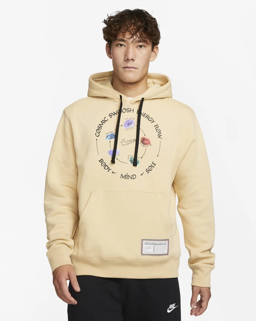 Nike Men's Club Fleece Pullover Hoodie - Sesame Color, Comfortable Sportswear