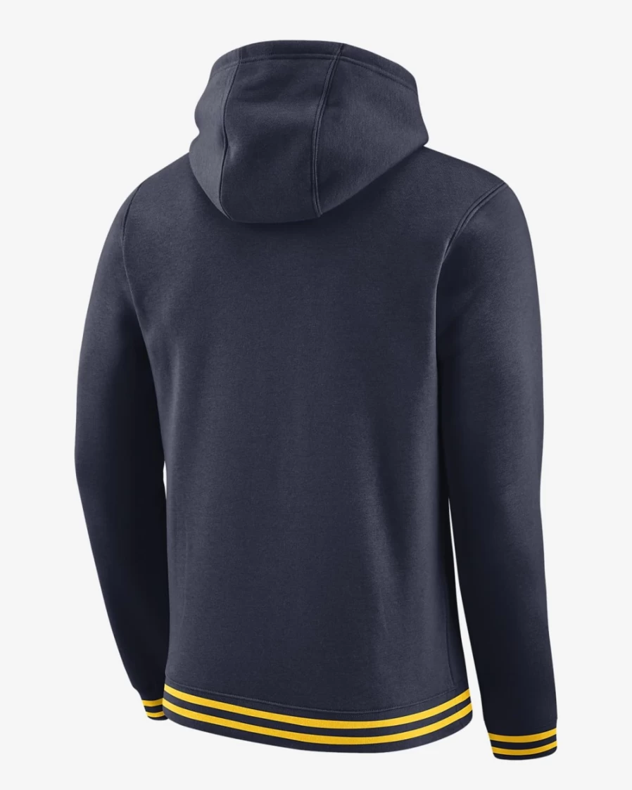 Nike Michigan Retro Men's Fleece Hoodie - College Navy/Amarillo Pullover Sweatshirt